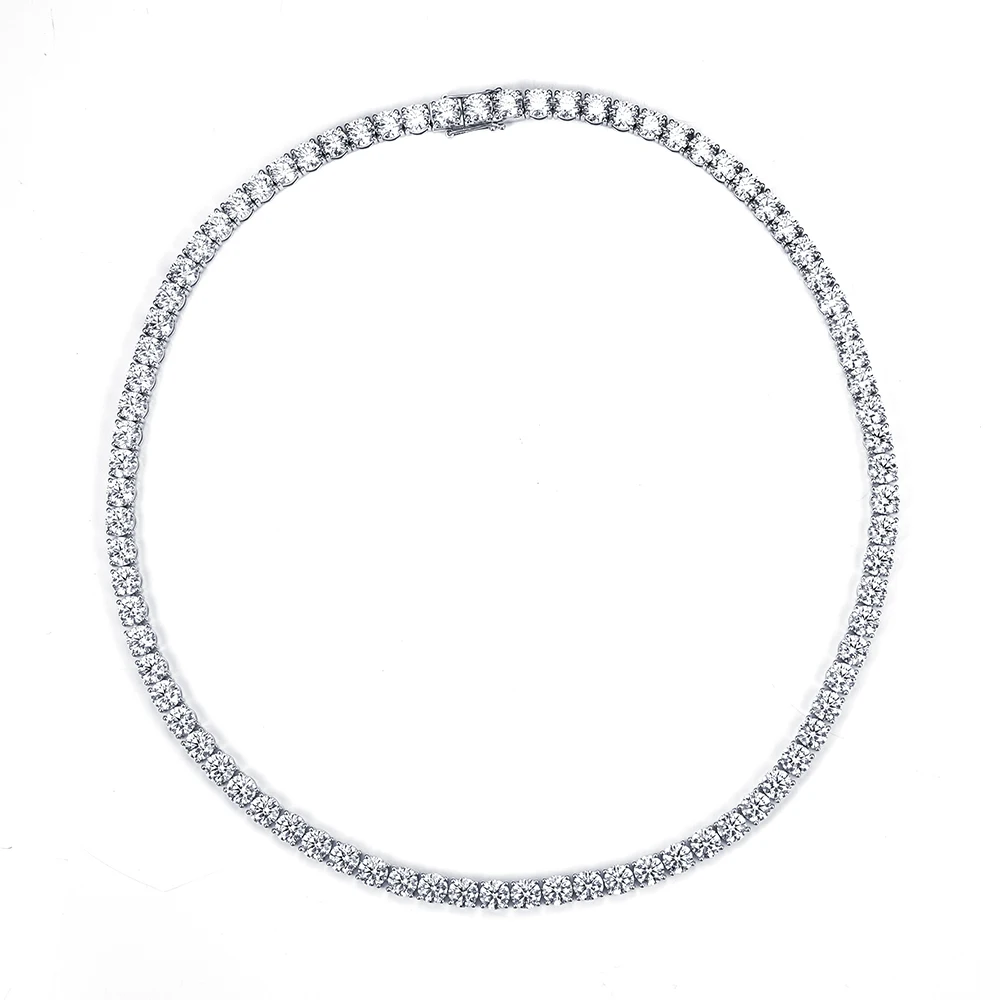 Platinum Lab Diamond Pendant Necklace MSN-889 worn on model, PT950, round brilliant cut – Vexaro