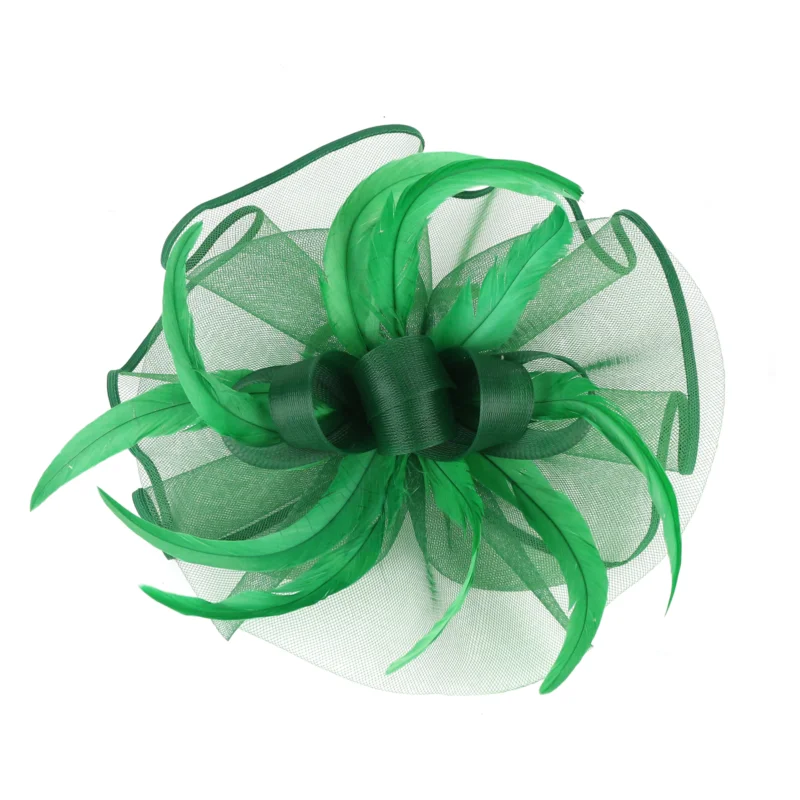 2026 Elegant Women's Fascinator Hat with Mesh and Big Feather Hair Clip Headpiece for Weddings Tea Party Hair Accessories