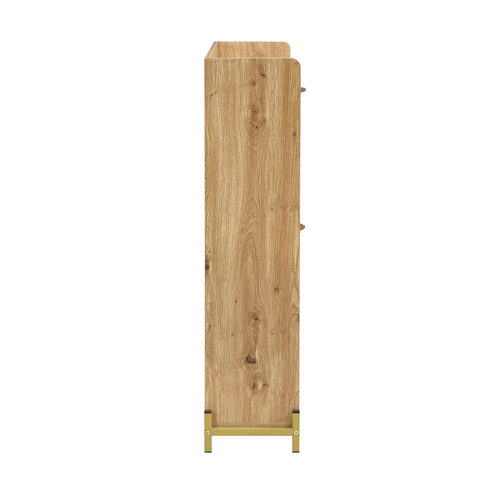 PINGGO Moderner Vertikaler Schuhschrank mit Lamellentüren Metallrahmen 4-Türiger Platzsparender Organizer für Flur Korridor – Detail 21