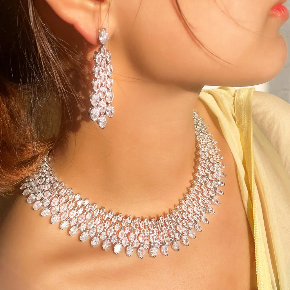 CSY Elegant Crystal Necklace Earrings Bracelet Ring India | Ubuy