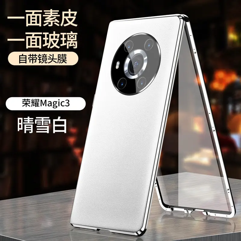 

Honor Magic 3 Magic3 чехол Чехол с полным покрытием переднее закаленное стекло Прозрачный жесткий чехол с задней крышкой искусственная кожа для Honor Magic 3 Чехол