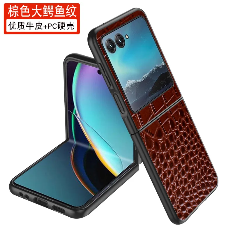 Luxury Genuine Leather Wallet Business Phone Case For Motorola Moto Razr 40 Razr40 Ultra Credit Card Money Slot Cover Holster