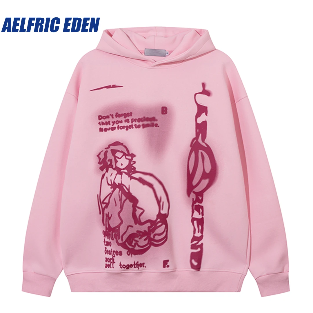 Aelfric Eden Cartoon Line Character Print Hoodie 2023 Streetwear Harajuku  Hip Hop Sweatshirt Pullover Cotton Hooded Casual Tops - AliExpress