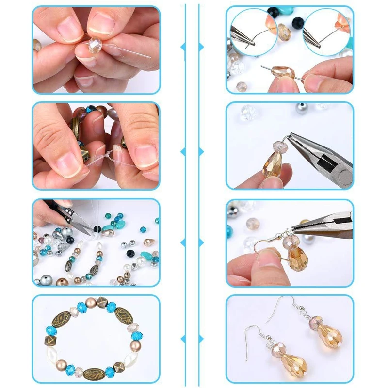 Jewelry Making Supplies DIY with Beads Findings Jewellery Pliers Beading Wire for Necklace Bracelet Earrings Making