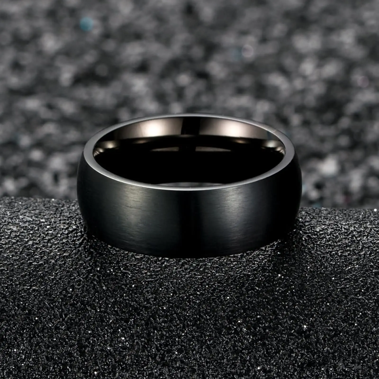 8mm Black Men Stainless Steel Rings For Men Engagement Wedding Accessories