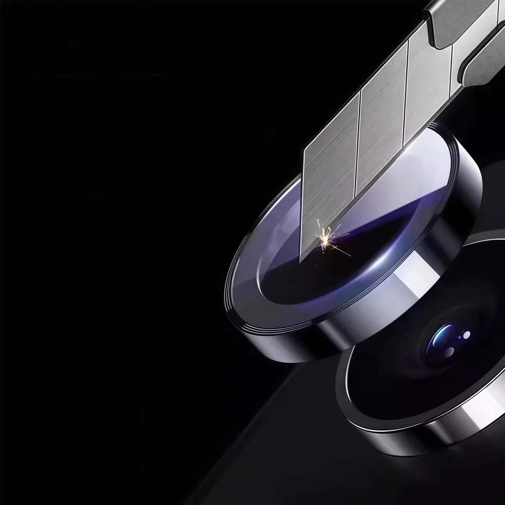 Premium 3D Tempered Glass Camera Protector with Metal Ring