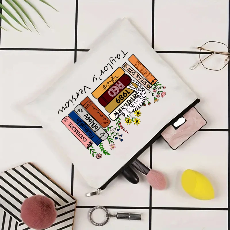Swiftie Merch TS Album Pattern Women Makeup Bag Best Gift for Music Lovers Fans Fashion Cosmetic Organizer Toiletry Pouch 3