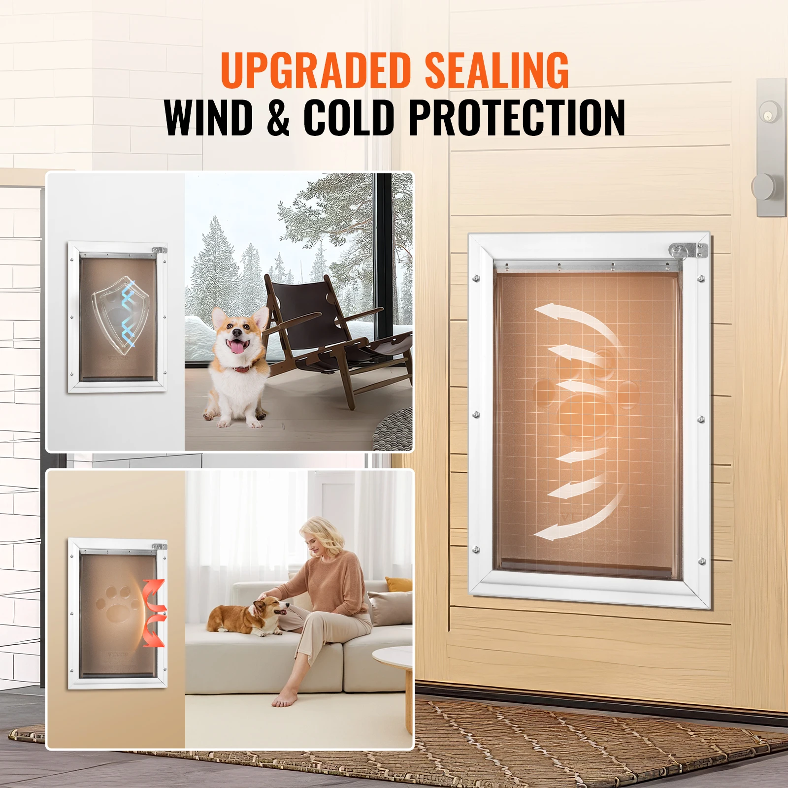Aluminum Pet Door with Lock and Flap System for Dogs