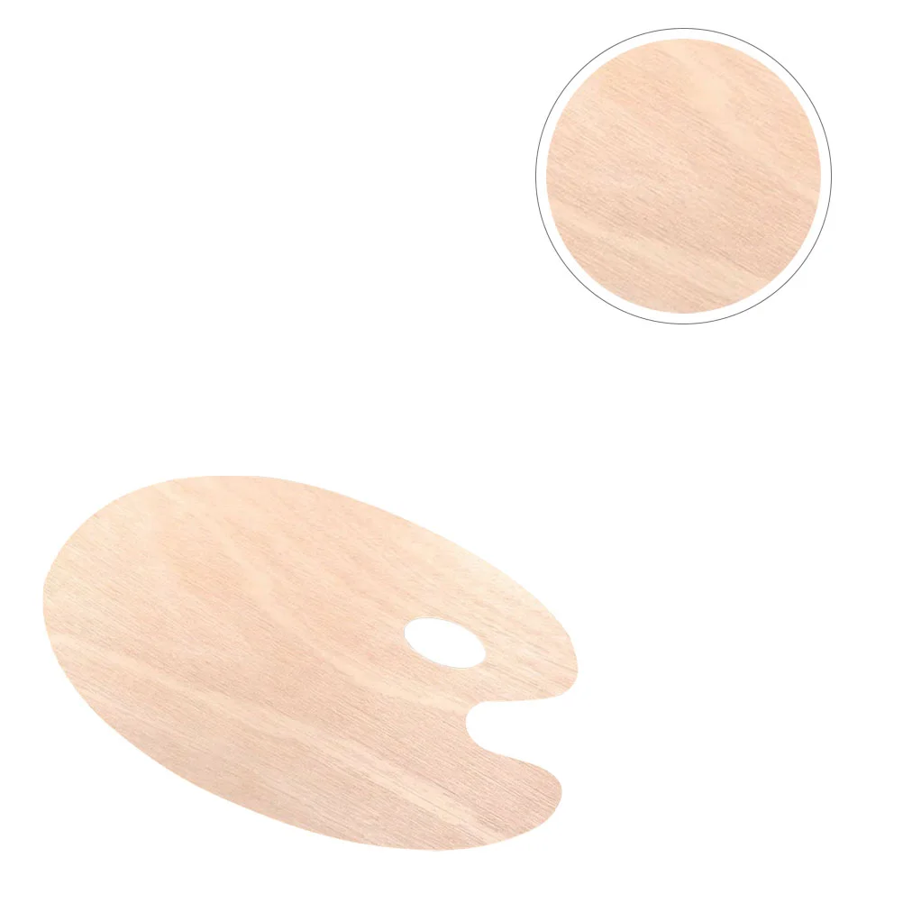 Wooden Large Oval- Shaped Artist Painting with Thumb Hole Wood Color Mixing Tray for Study Dorm School Adults Kids Students