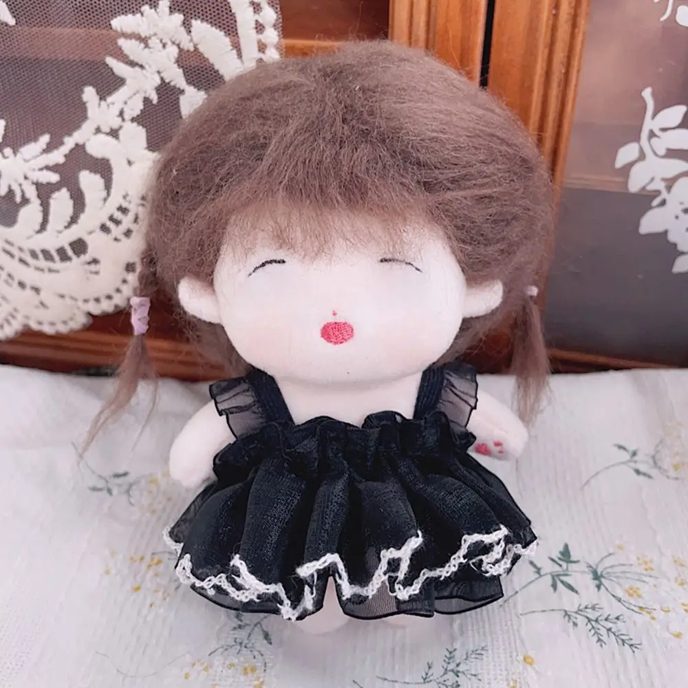 10CM Doll Clothes Fashion Suspenders Lace Princess Dress With Black Trim Plush Toys Clothes 12BJD Dolls Accessories Kids Toys