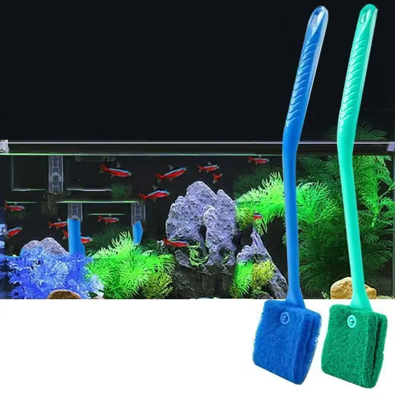 Aquarium-Wassertank-Reinigungsbürste aus Glas, Schwammbürste mit langem Griff, Fischbecken-Reinigungswerkzeug zum Entfernen hartnäckiger Algen – Detail 7