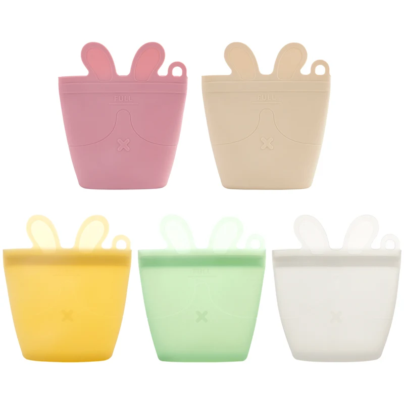 1PC Silicone Reusable Baby Feeding Snack Bags Leakproof Containers Fresh Bag Food Storage Box Freezer Bag Baby Stuff
