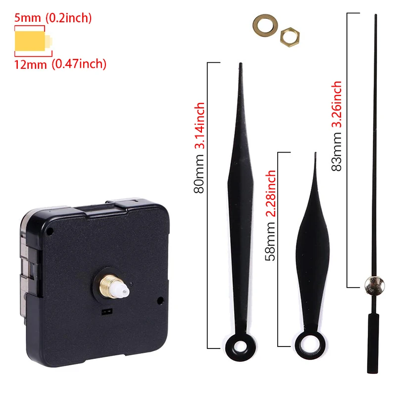 Silent Quartz Clock Mechanism with Hands – DIY Repair Kit