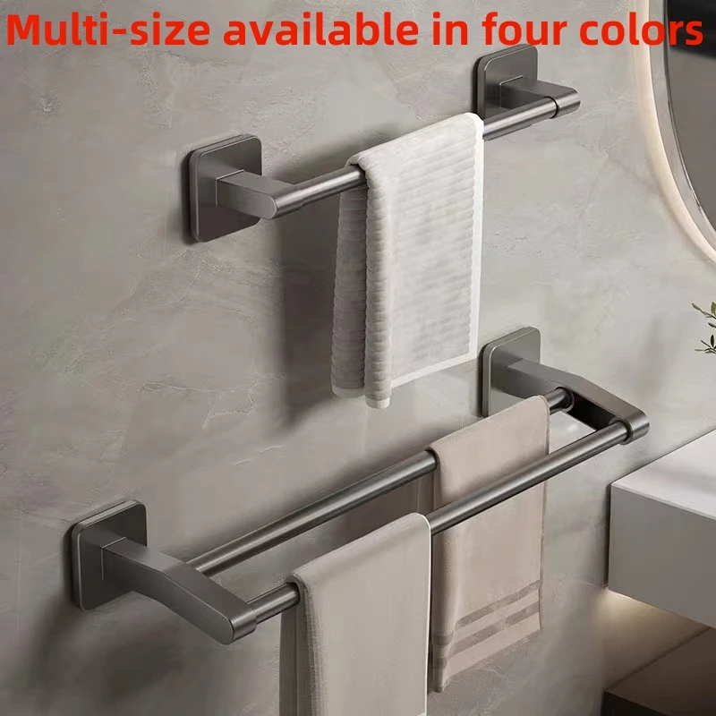 Towel Rack Space Aluminum Stand No Punch Towel Hangers For Bathroom Hand Towel Holder Bar Bathroom Organizer Storage
