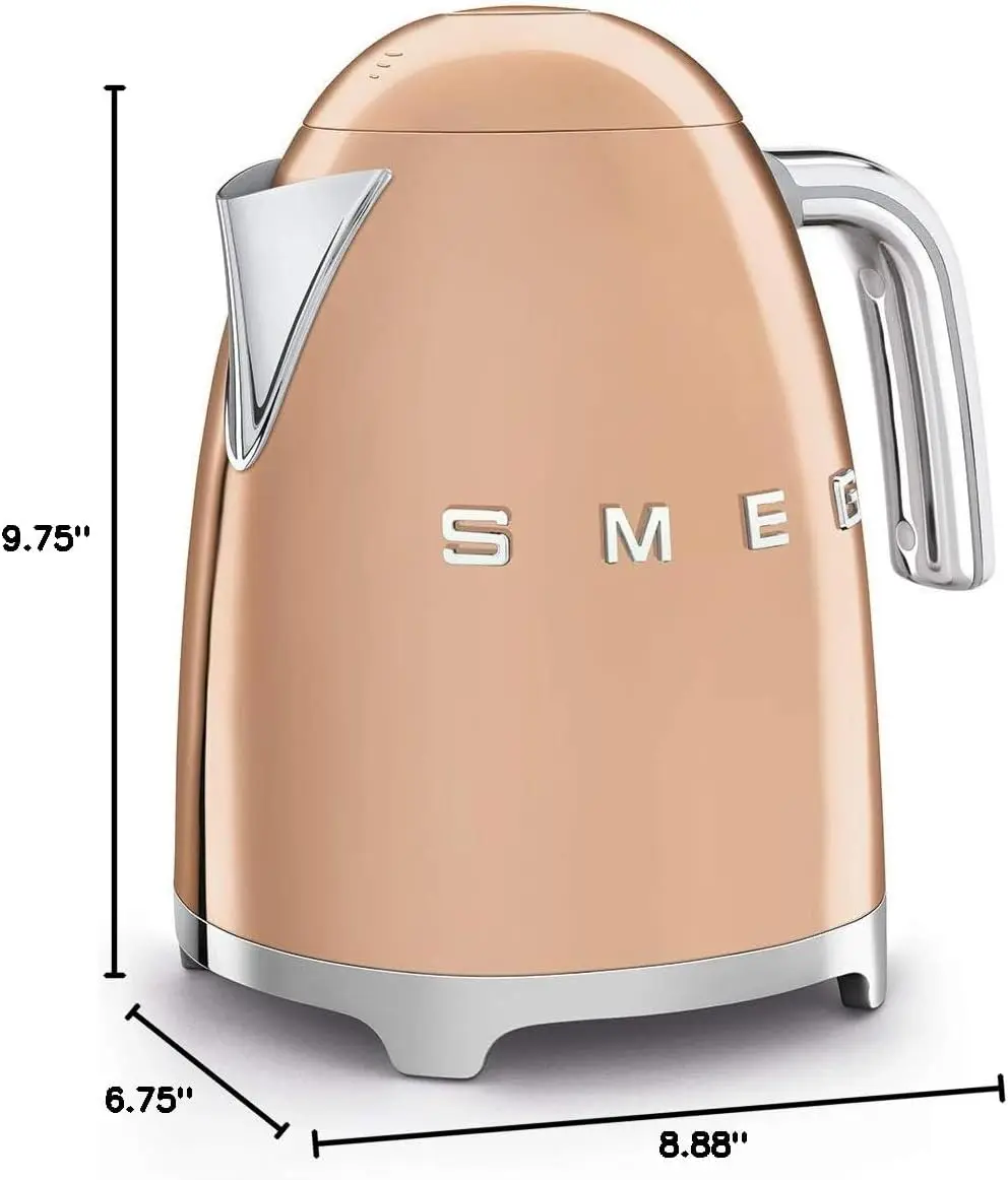 KLF03RGUS 50's Retro Style Aesthetic Electric Kettle with Embossed Logo, Rose Gold 6