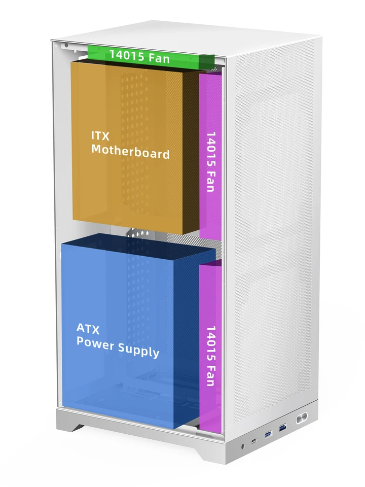 ShinySnake L400 Mesh ITX Case: 12.1L, 350mm GPU, ATX PSU