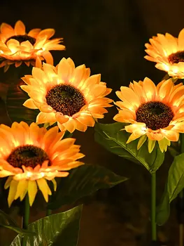 Светодиодный солнечный Подсолнух наружный газон светильник IP65 Водонепроницаемый тропинка двора свадьба праздник украшение сада солнечны...