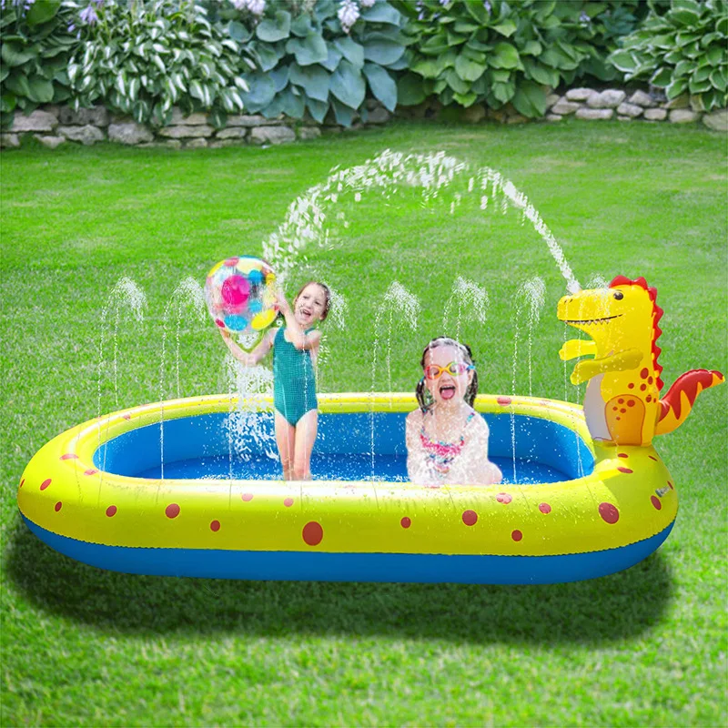 1.7M Swimming Pool Inflatable Dinosaur Fountain Outdoor Bathtub Dolphin Sprinkling Game Mat Children's Water Toy Summer inflatable pool float,inflatable swimming pool