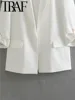 TRAF GAL 2024 Spring Summer Woman Fashion 10-color Rolled Up Sleeve Suit Jacket Casual Slim Double Pockets Fashion Blazers Y2K 5