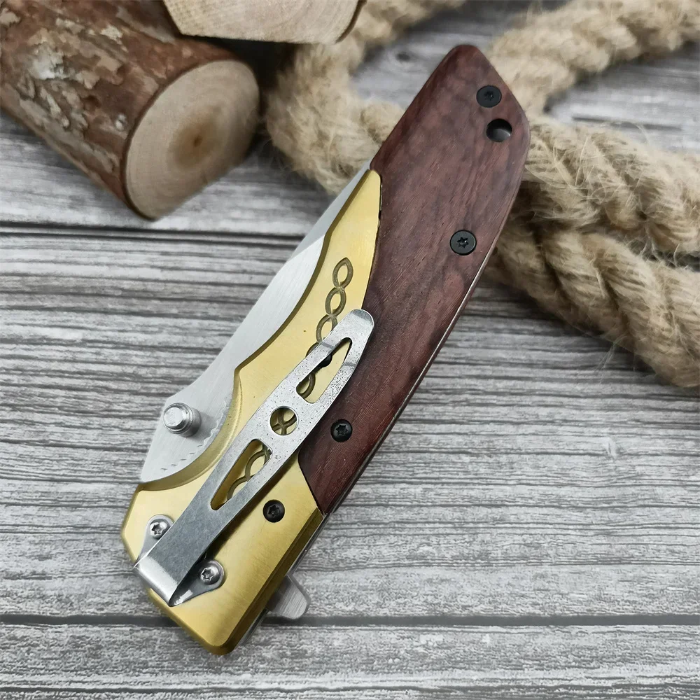 Brass & Wood Folding Pocket Knife 5