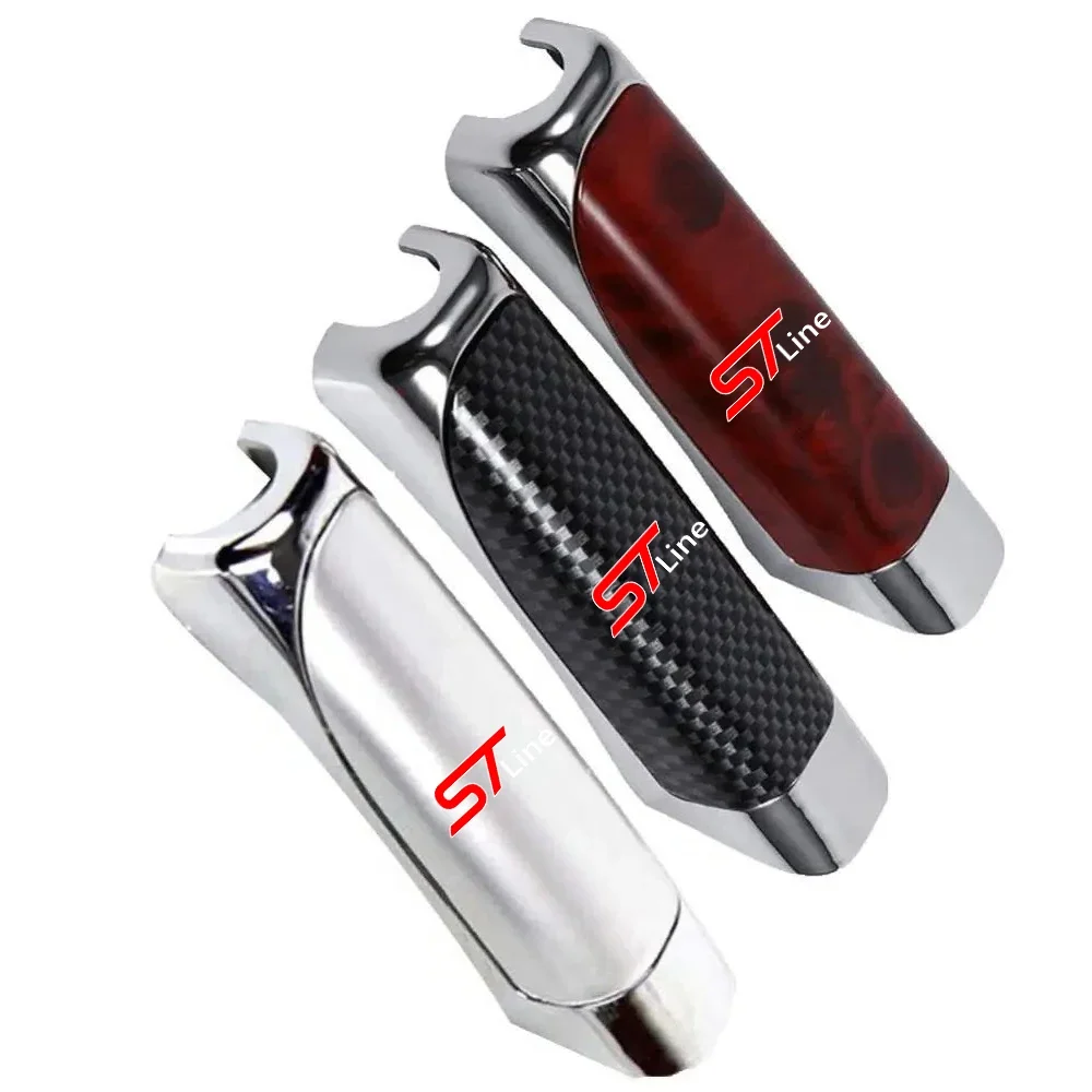 1pcs Car Handbrake Grip Carbon Fiber Anti-slip Protect Cover Decor For FORD ST Line Focus x 2 3 FIESTA Explorer Car Accessories hand brake cover