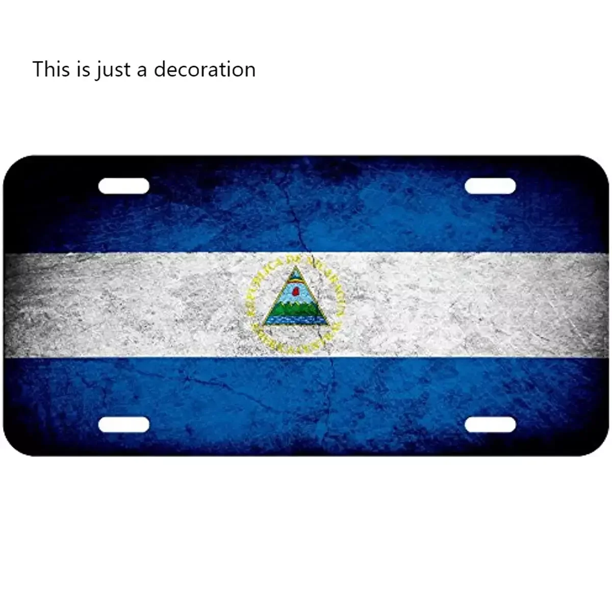 

Aluminum License Plate - Flag of Nicaragua (Nicaraguan) - Rustic Wall Decoration Metal Wall Sign
