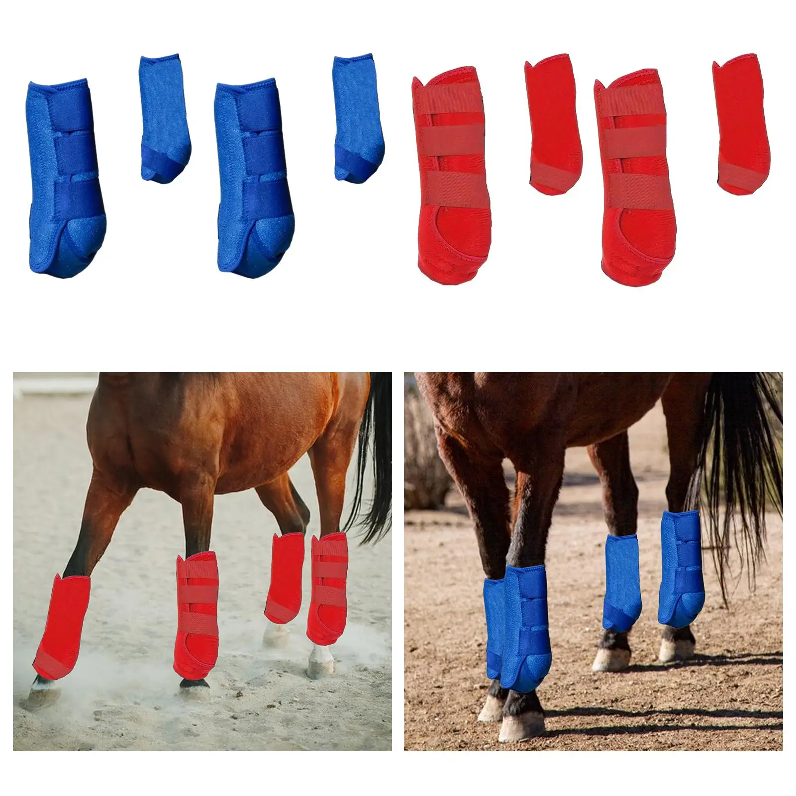 4x Horse Boots Front Hind Legs Guard Reusable Tendon Protector Leg Wraps Leg