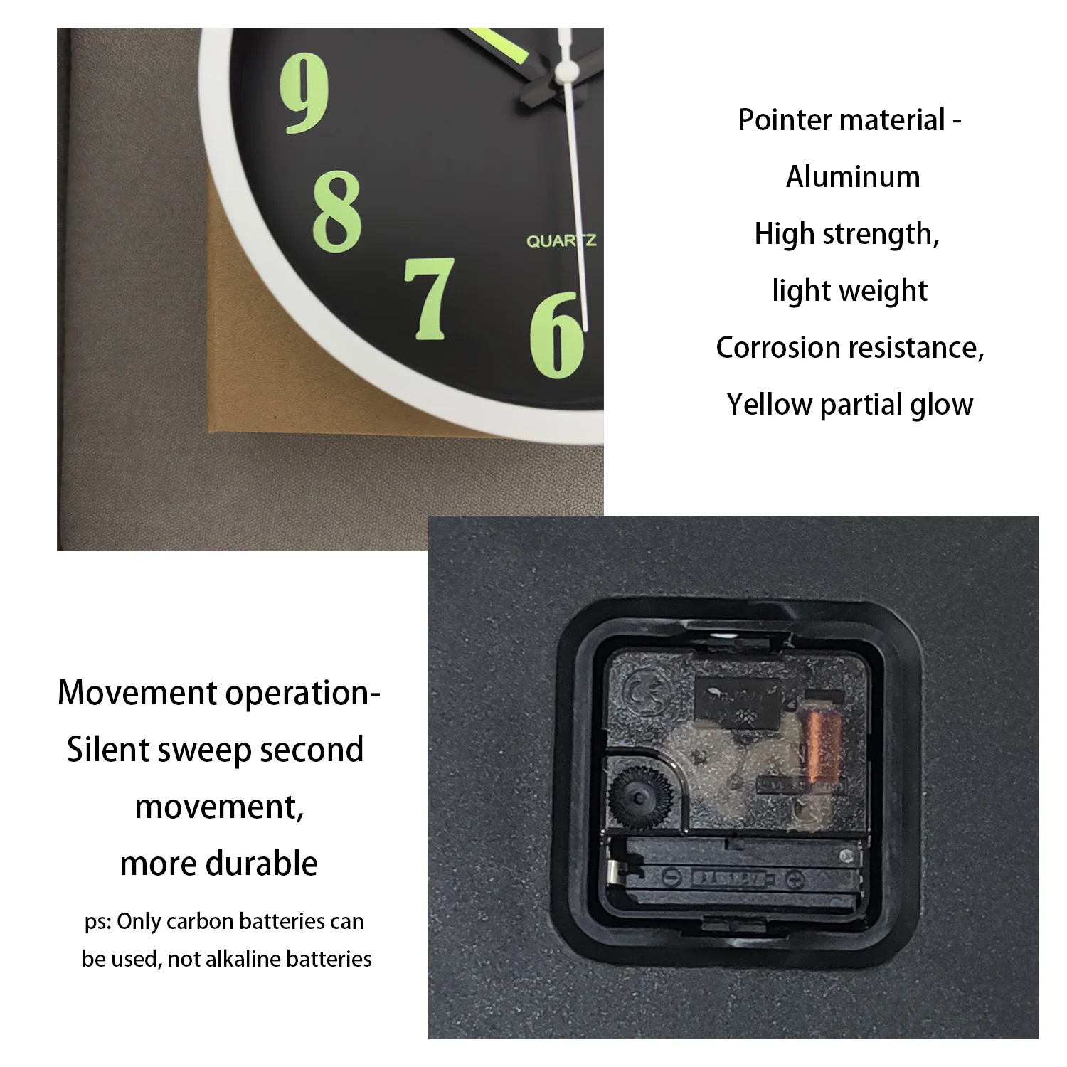 Wall Clock 1pc 8-inch minimalist glow-in-the-dark luminous digital hands design home mute for home decor