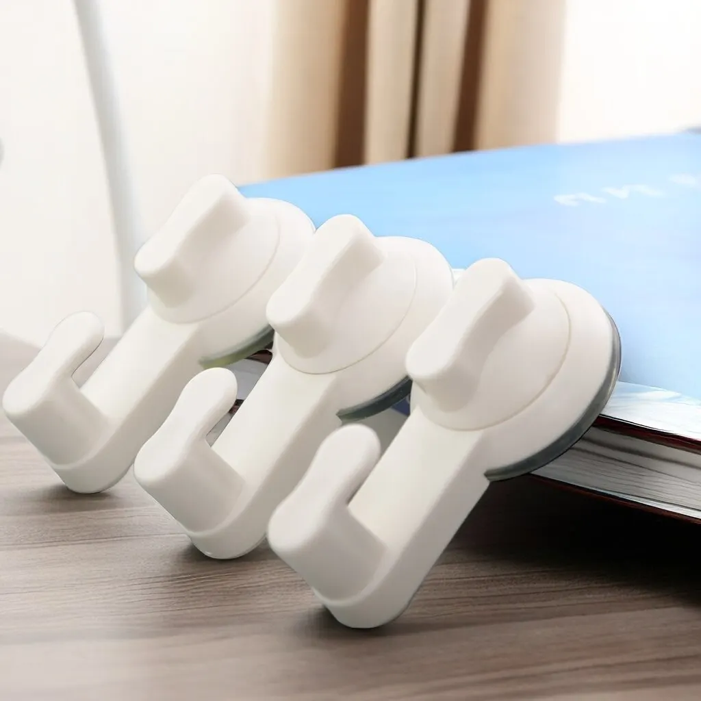 3pcs Durable Suction Cup Hook for Hanging Clothes Towels in Bathroom Door Bedroom Wall with suction cup hook