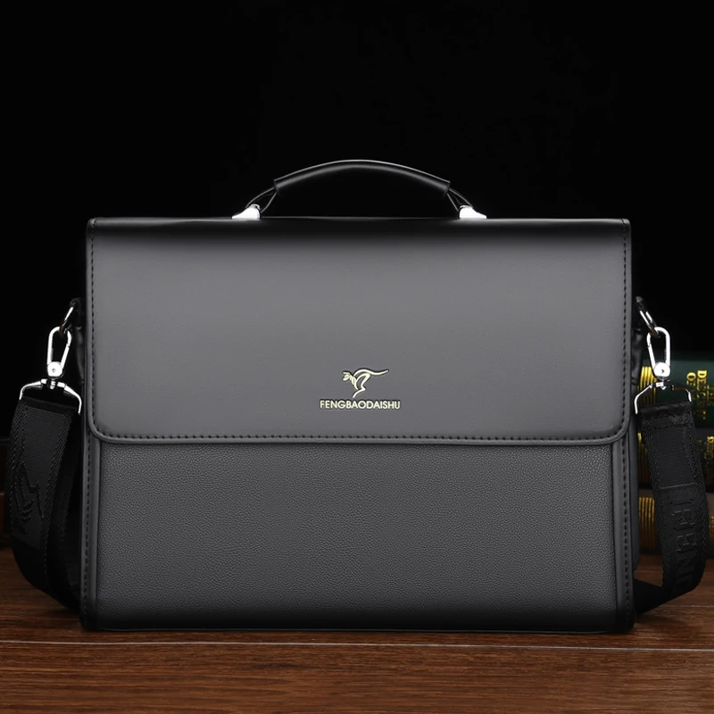 Multi layer high-capacity laptop bag Horizontal square genuine leather men's business handbag Genuine leather men's briefcase