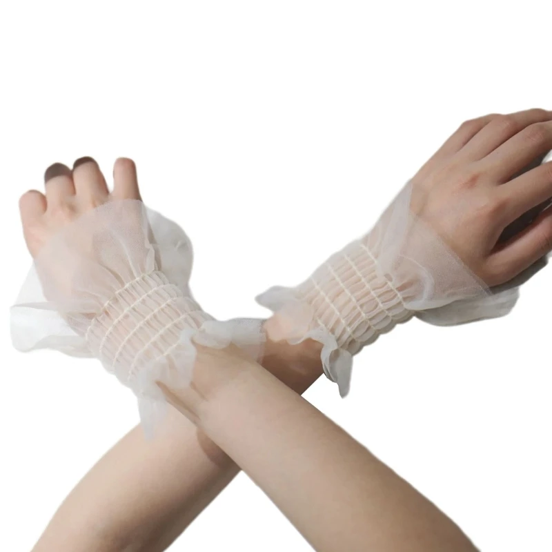Removable Wrist Warmer Ruffled False Cuffs Lace for Hoodie Sweater Wedding