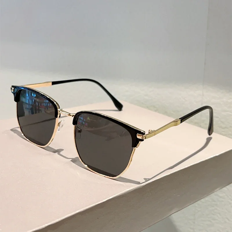KAMMPT Vintage Quadratische Sonnenbrille Männer 2025, Neue Mode Koreanischen Stil Schwarz Shades Frauen Trendy Stilvolle Marke Design Sonnenbrille – Detail 5
