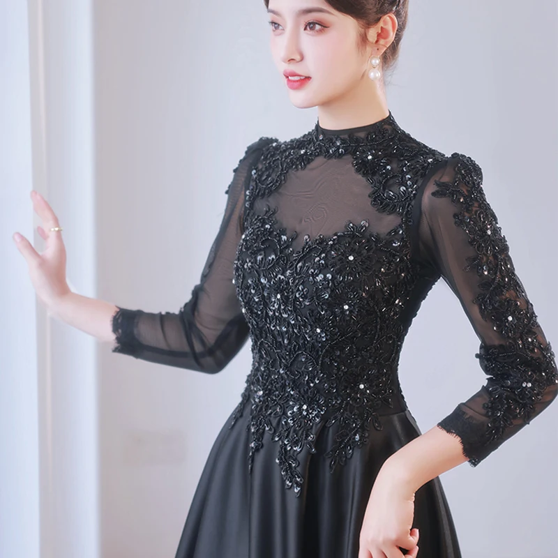 green emerald velvet dress NIGHT SKY Black Beaded Lace Low Back Mermaid Evening Gown – Alesia C