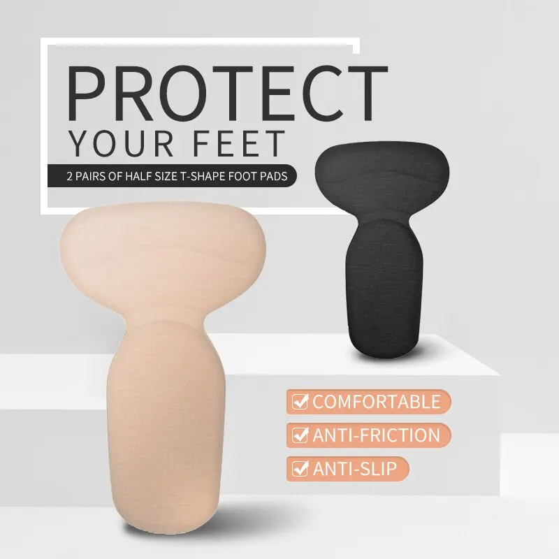 2 Pairs Half Insoles Back Stickers High Heels Liner Insert Heel Pain Relief Protector Cushion Pads Shoe Size Reducer