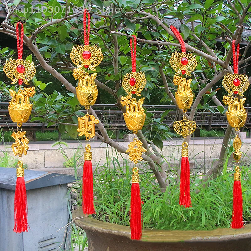 

1pc 2024 год Dragon Gold-Пластиковый пластиковый зодиак-драконский кулон-талисман талисман домашний автомобиль висящие украшения новогодние подарки