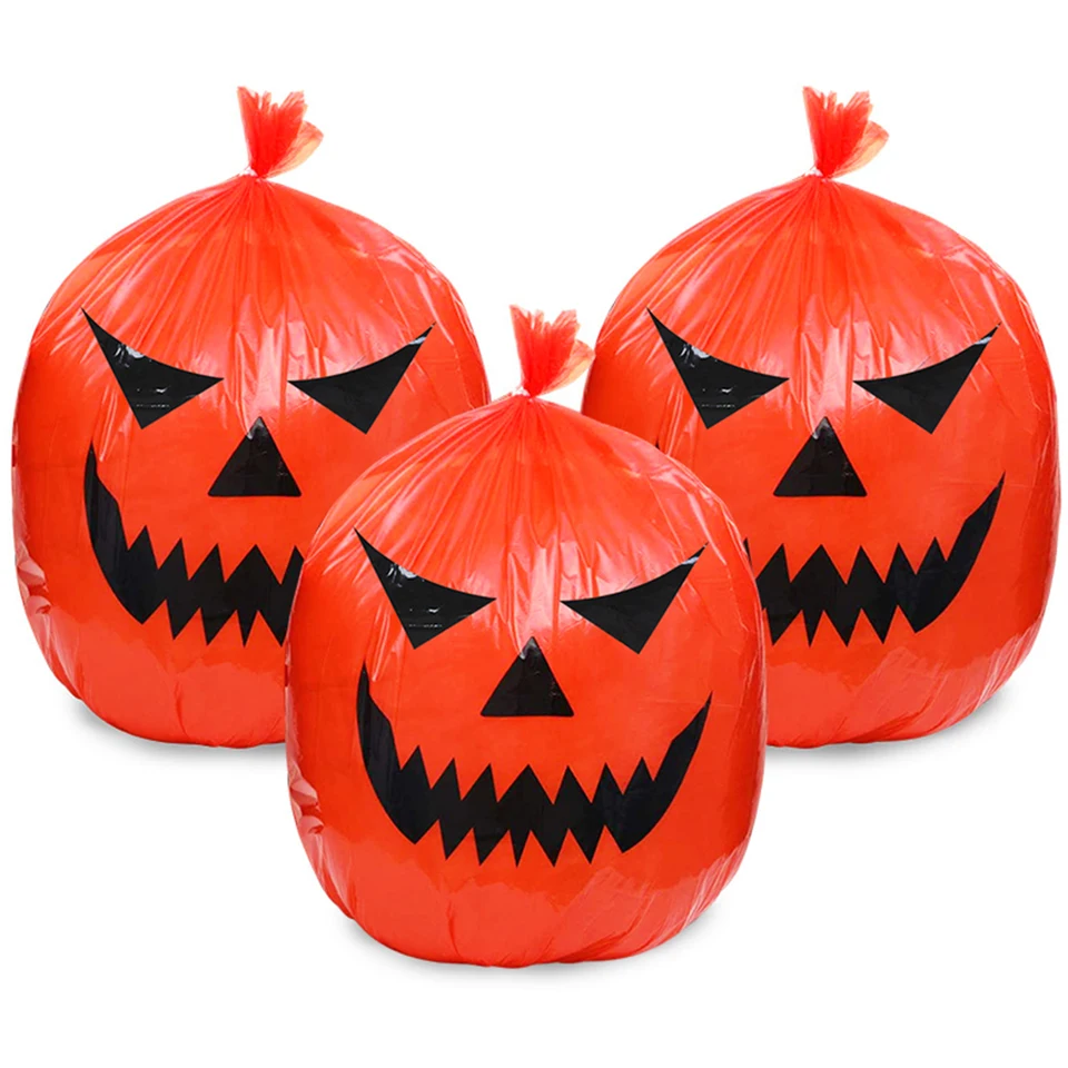 Sacchetti di Plastica Grandi con Motivo Zucca di Halloween per Decorazione di Prati e Giardini