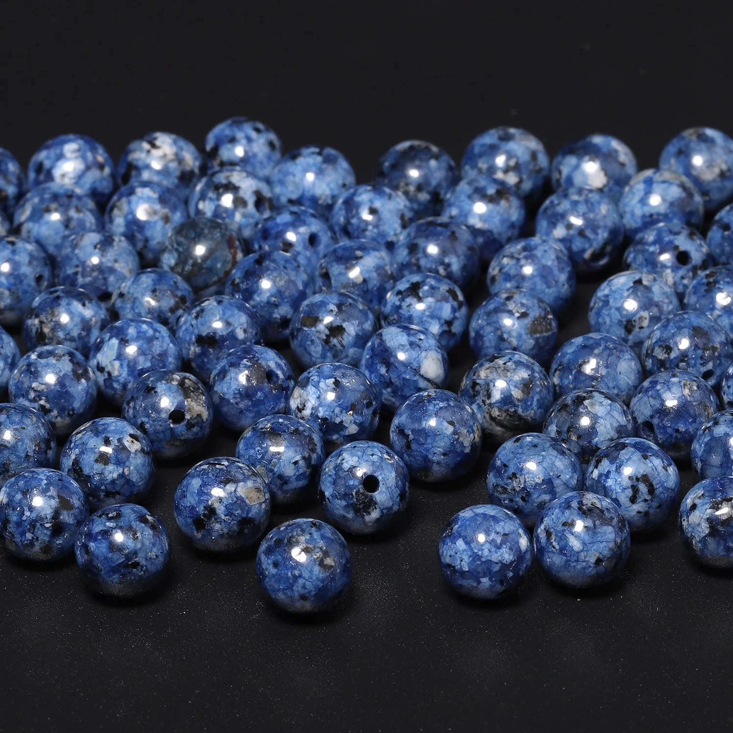 Natural Blue Spotted Jasper Round Stone Beads - Image 4