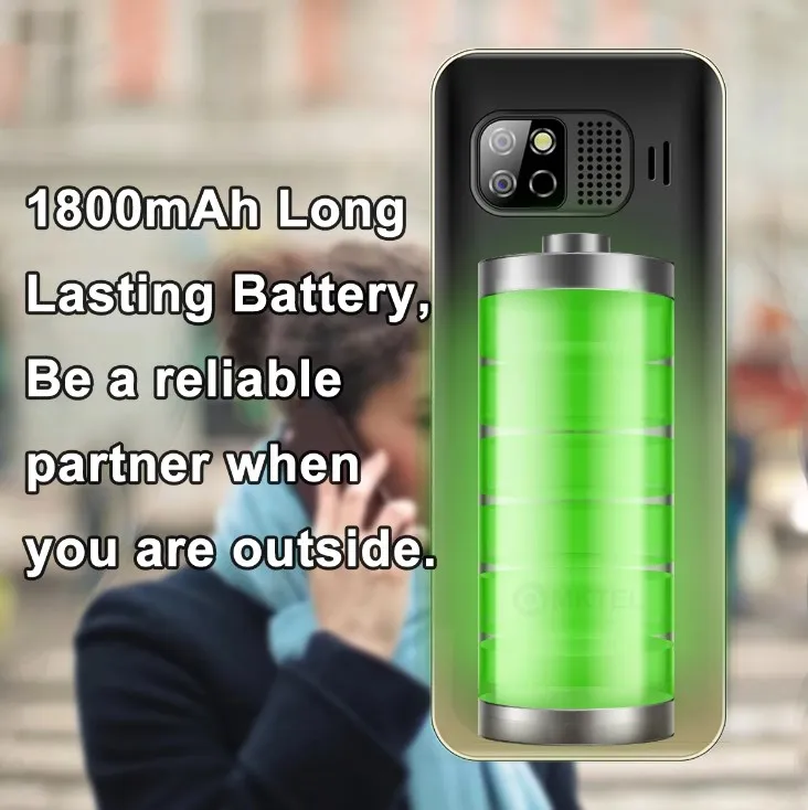 MKTEL OYE 3 Feature Phone 1.77inch Display 1800mAh Dual SIM Dual Standby MP3 MP4 FM Radio with Strong Torch Senior Phone 3