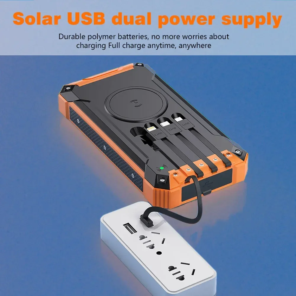 Solar Mobile Power Bank Portable Wireless Fast Charging 10000mAh 4USB port Suitable for iPhone xiaomi huawei with 2Led Light 3