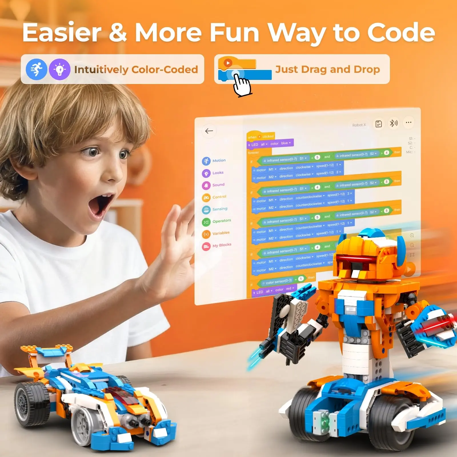 Kit di Costruzione Robot Apitor X 12-in-1, Set Educativo STEM di Robotica e Codifica, Regalo di Compleanno per Bambini 8-12 Anni, Giocattoli con Controllo Remoto tramite App - immagine 2