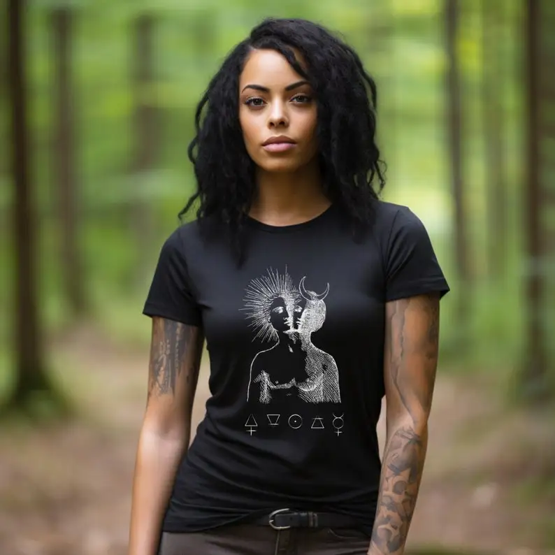 

duality alchemy tshirt, sun and moon, occult t-shirt, esoteric tee, alchemical rebis tee, hermetic shirt