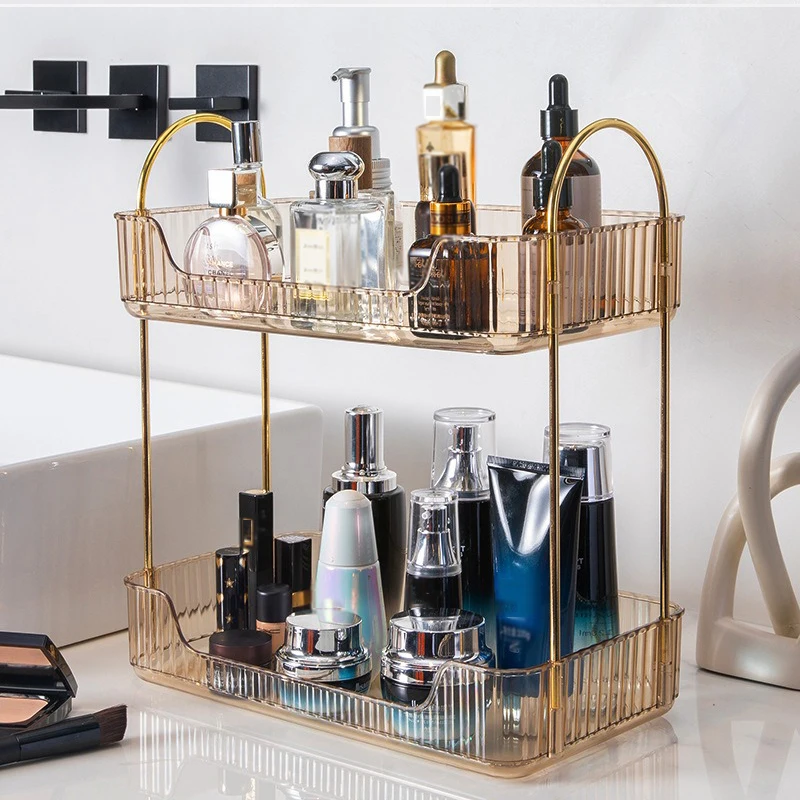 1pcs multilayer rectangular shelf high-quality transparent PET bathroom kitchen shelf cosmetic storage rack 4