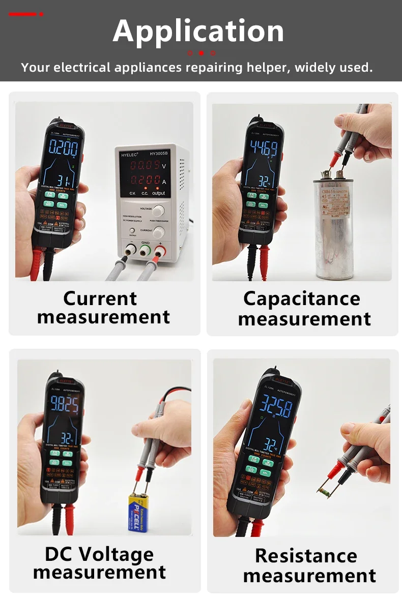 USB Charge Multimetro Digital Profesional AC DC Current Voltage Detector Pen Tru