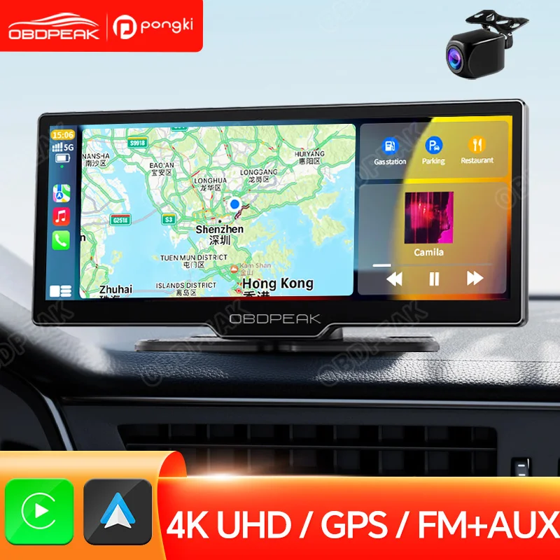 

4K 2160P+1080P WiFi GPS 10.26 Inch Dash Camera Car Mirror Rearview Camera Carplay&Android Auto Wireless AUX BT Car DVR