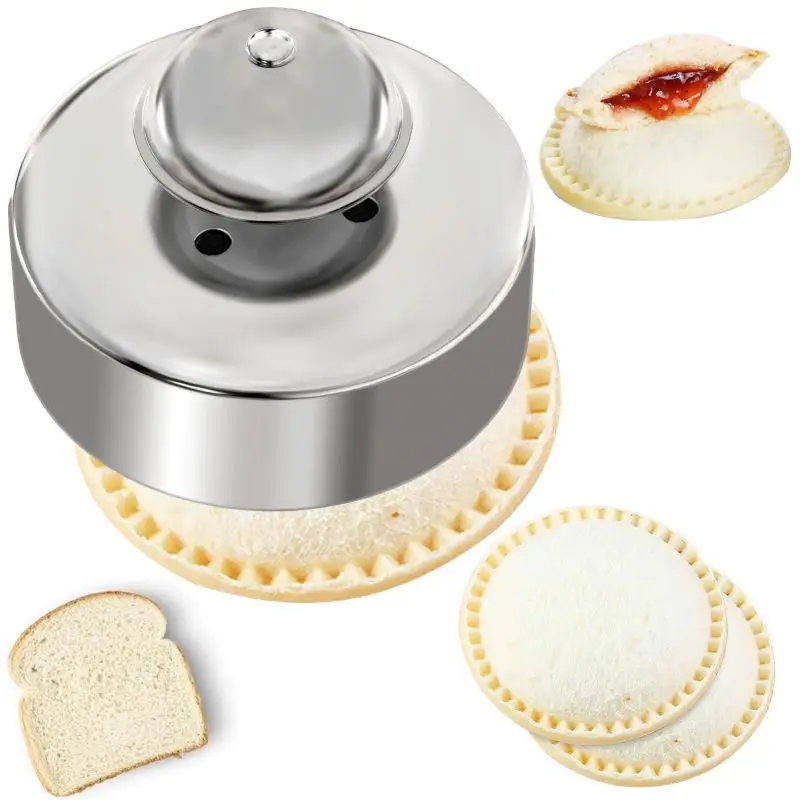 

Sandwich Cutter Round Stainless Steel Sandwich/Burger/Cake/Pie Cutting And Sealing Mould Mouldable Round Sandwich Cutter