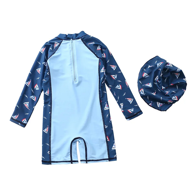 Boy One Piece Swimsuit Long Sleeve Bathing Suit Kids Dinosaur Overalls Children Swimwear For Boys Beach Baby Swimming Wear