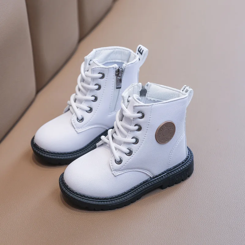 Children Boots Four Seasons Child Shoes Short Ankle Snow Boots Kid Sports Boot Boy Girl Fashion Soft PU Leather Warm