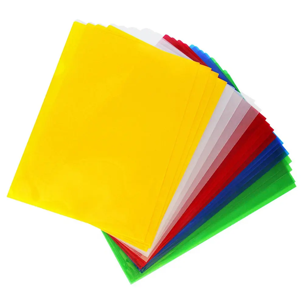20Pcs A4 투명 플라스틱 파일 폴더 문서 정리를 위한 L 모양 디자인 홈 오피스 학교 사용 투명 확장 지갑