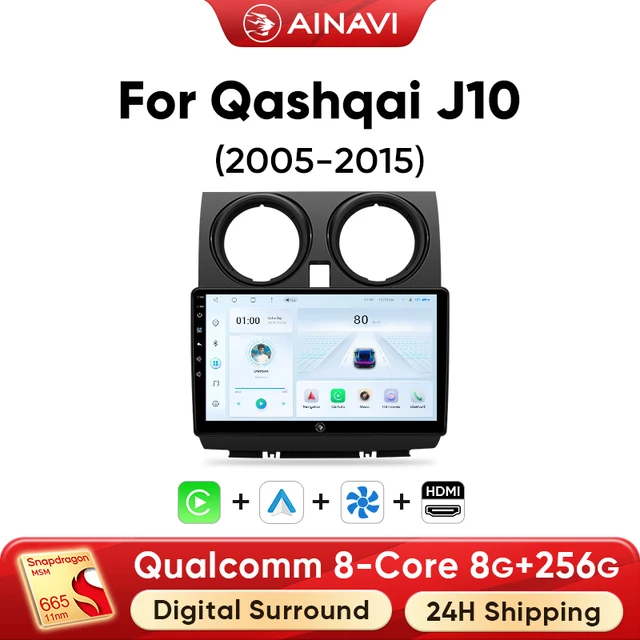 Autoradio Ainavi pour Nissan Qashqai J10 2005 2006 2008 2010 2012 2014 2015, lecteur multimédia sans fil Android Auto Carplay 2 Din 1