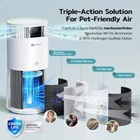 Amicura P2 Air Purifier for Pet Allergy Sufferers 843 m³/h Pet Hair Removal 450 CADR 99% Odour Neutralisation H13 Filter Against 4